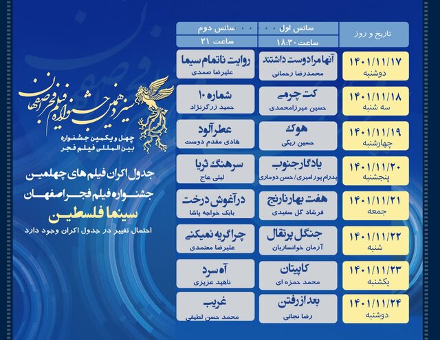 درباره فیلم‌های روز اول جشنواره در اصفهان + جدول اکران 