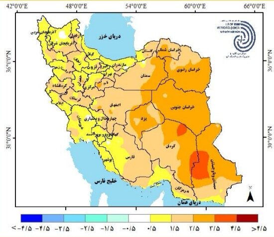 ۲۶ استان کشور با بی‌هنجاری منفی بارش نسبت به بلندمدت مواجه شدند